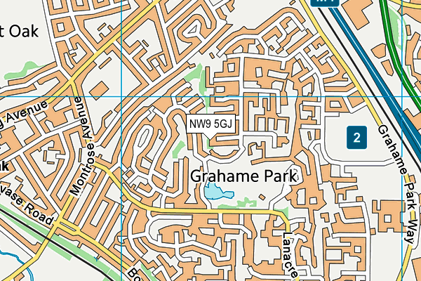 NW9 5GJ map - OS VectorMap District (Ordnance Survey)