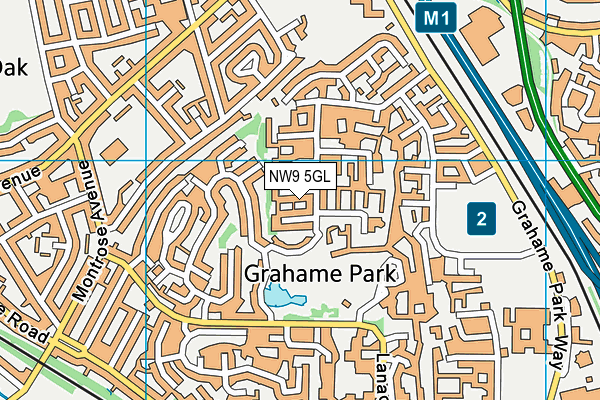 NW9 5GL map - OS VectorMap District (Ordnance Survey)