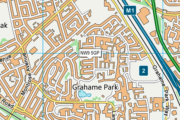 NW9 5GP map - OS VectorMap District (Ordnance Survey)