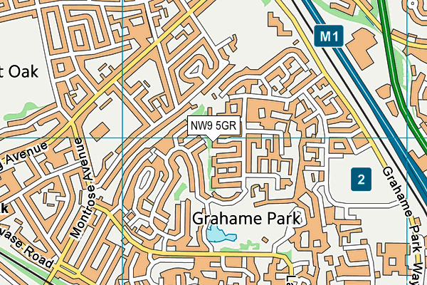 NW9 5GR map - OS VectorMap District (Ordnance Survey)