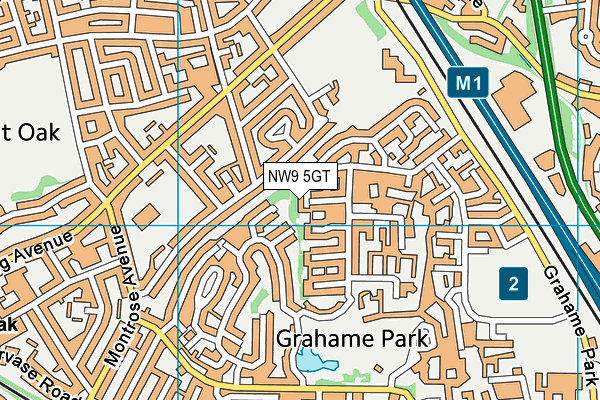 NW9 5GT map - OS VectorMap District (Ordnance Survey)