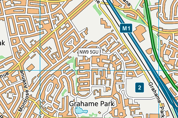 NW9 5GU map - OS VectorMap District (Ordnance Survey)