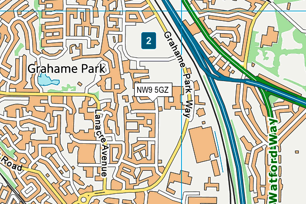 NW9 5GZ map - OS VectorMap District (Ordnance Survey)