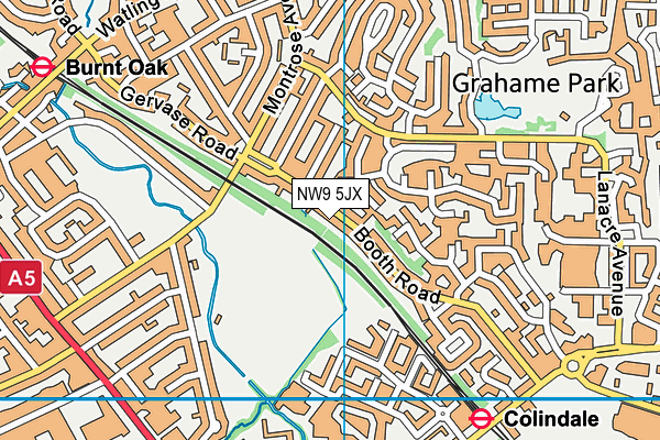 NW9 5JX map - OS VectorMap District (Ordnance Survey)