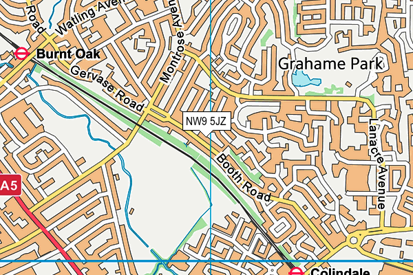 NW9 5JZ map - OS VectorMap District (Ordnance Survey)