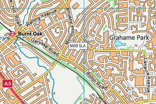 NW9 5LA map - OS VectorMap District (Ordnance Survey)