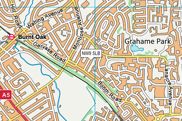 NW9 5LB map - OS VectorMap District (Ordnance Survey)
