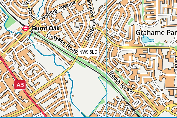 NW9 5LD map - OS VectorMap District (Ordnance Survey)