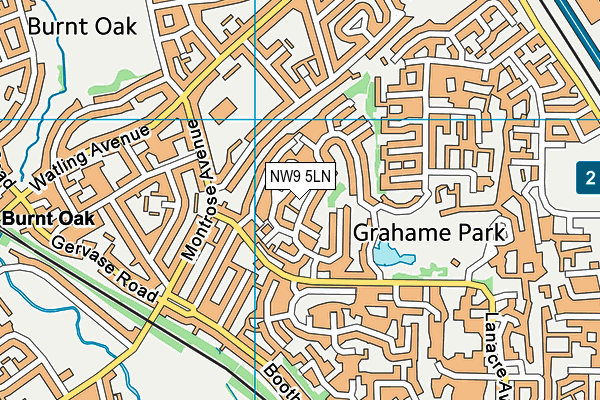 NW9 5LN map - OS VectorMap District (Ordnance Survey)