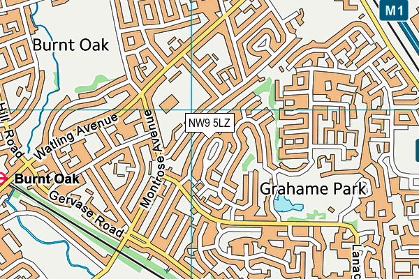 NW9 5LZ map - OS VectorMap District (Ordnance Survey)