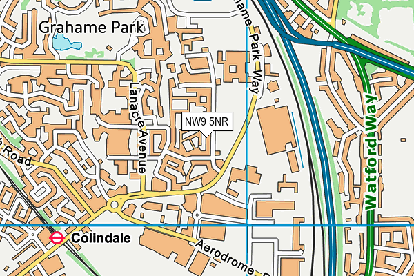 Grahame Park Community Pitch map (NW9 5NR) - OS VectorMap District (Ordnance Survey)