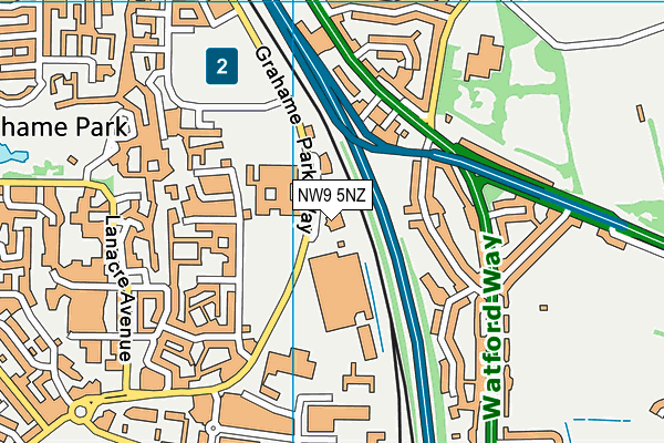 NW9 5NZ map - OS VectorMap District (Ordnance Survey)