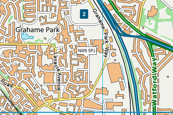 NW9 5PJ map - OS VectorMap District (Ordnance Survey)