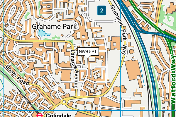 NW9 5PT map - OS VectorMap District (Ordnance Survey)