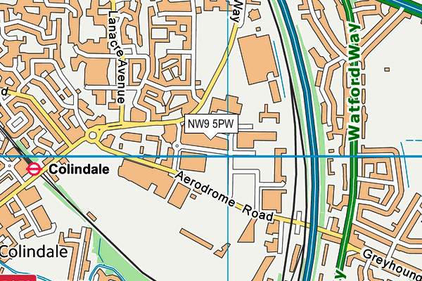 NW9 5PW map - OS VectorMap District (Ordnance Survey)
