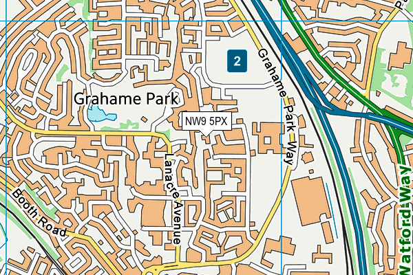 NW9 5PX map - OS VectorMap District (Ordnance Survey)