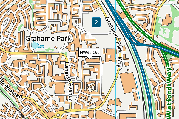 NW9 5QA map - OS VectorMap District (Ordnance Survey)