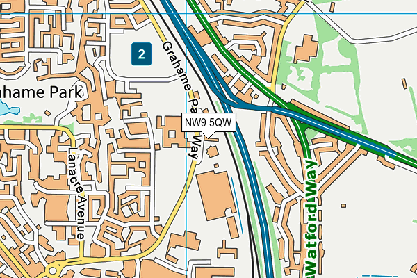 NW9 5QW map - OS VectorMap District (Ordnance Survey)