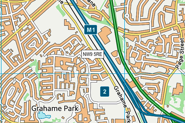 NW9 5RE map - OS VectorMap District (Ordnance Survey)