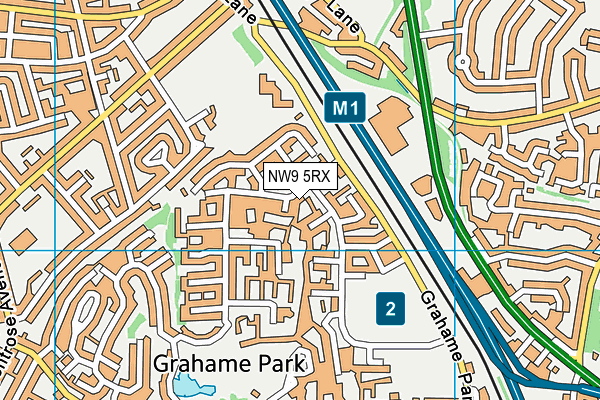 NW9 5RX map - OS VectorMap District (Ordnance Survey)