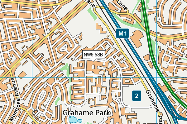 NW9 5SB map - OS VectorMap District (Ordnance Survey)