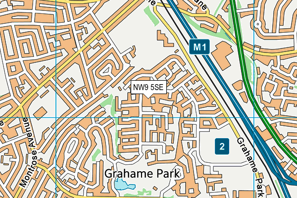 NW9 5SE map - OS VectorMap District (Ordnance Survey)