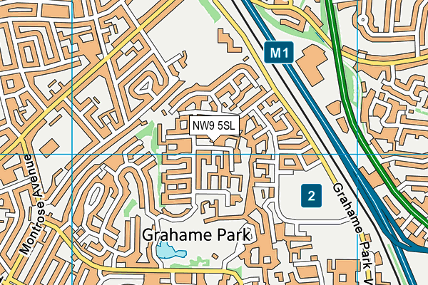 NW9 5SL map - OS VectorMap District (Ordnance Survey)