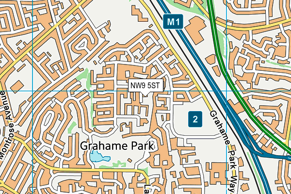 NW9 5ST map - OS VectorMap District (Ordnance Survey)