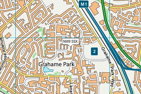 NW9 5SX map - OS VectorMap District (Ordnance Survey)