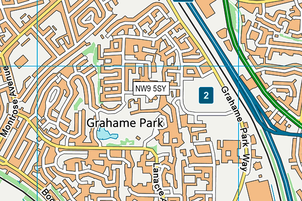 NW9 5SY map - OS VectorMap District (Ordnance Survey)