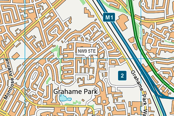 NW9 5TE map - OS VectorMap District (Ordnance Survey)