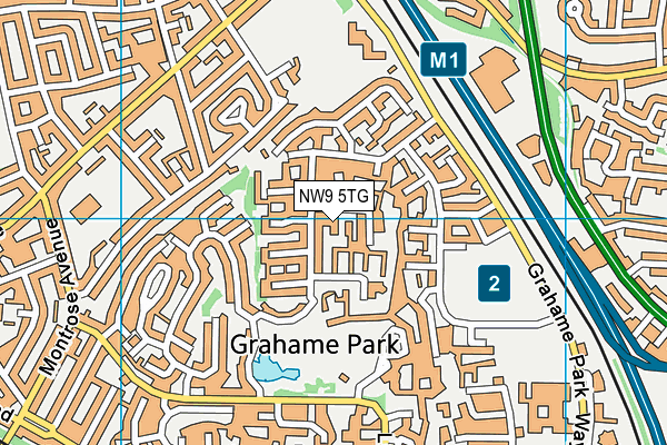 NW9 5TG map - OS VectorMap District (Ordnance Survey)