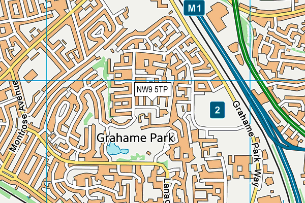 NW9 5TP map - OS VectorMap District (Ordnance Survey)