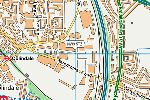NW9 5TZ map - OS VectorMap District (Ordnance Survey)