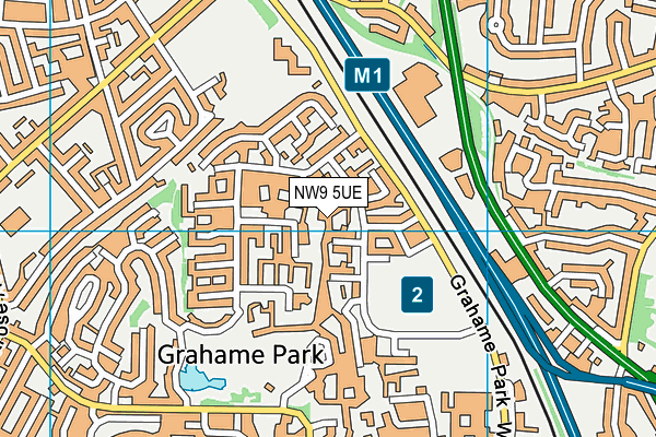 NW9 5UE map - OS VectorMap District (Ordnance Survey)