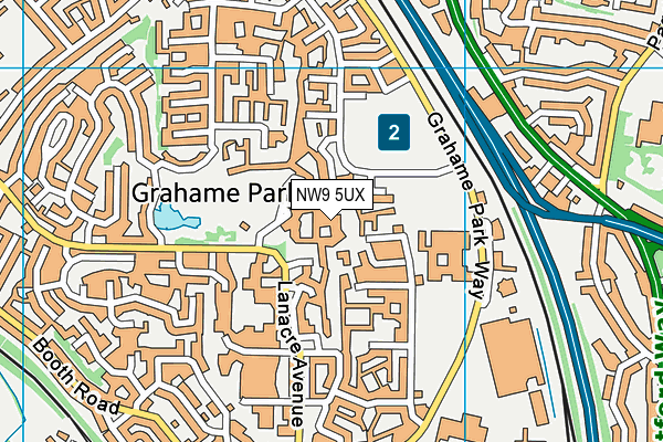NW9 5UX map - OS VectorMap District (Ordnance Survey)