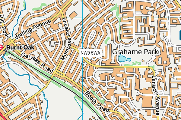 NW9 5WA map - OS VectorMap District (Ordnance Survey)