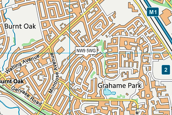 NW9 5WG map - OS VectorMap District (Ordnance Survey)