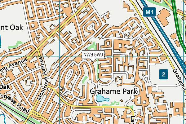 NW9 5WJ map - OS VectorMap District (Ordnance Survey)