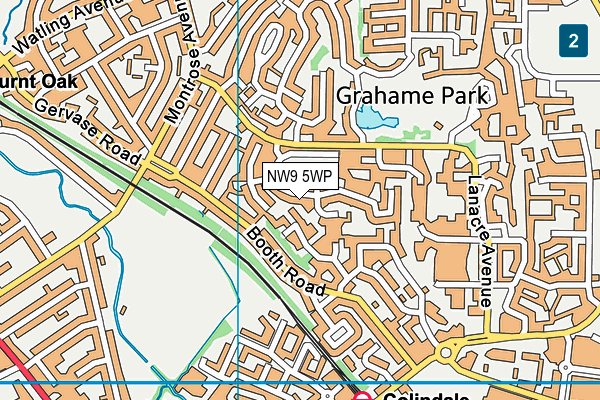 NW9 5WP map - OS VectorMap District (Ordnance Survey)