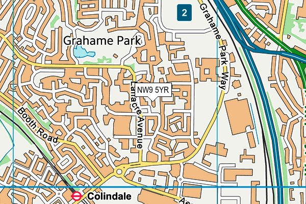 NW9 5YR map - OS VectorMap District (Ordnance Survey)