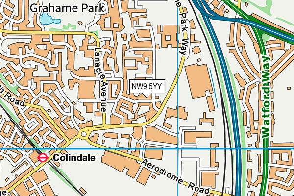 NW9 5YY map - OS VectorMap District (Ordnance Survey)