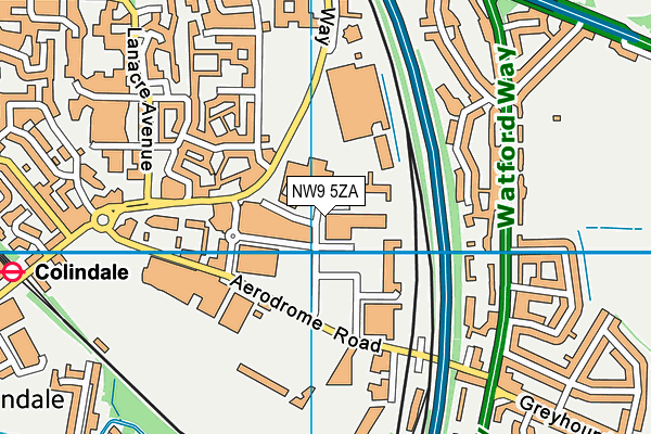 NW9 5ZA map - OS VectorMap District (Ordnance Survey)