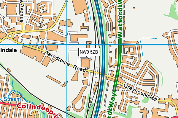 NW9 5ZB map - OS VectorMap District (Ordnance Survey)