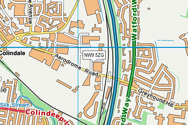 NW9 5ZG map - OS VectorMap District (Ordnance Survey)