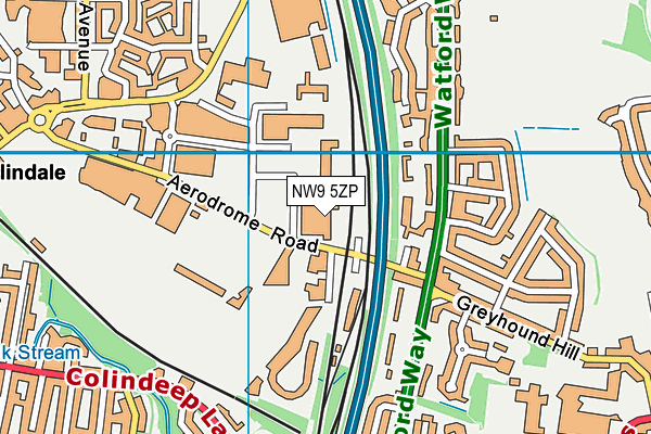 NW9 5ZP map - OS VectorMap District (Ordnance Survey)