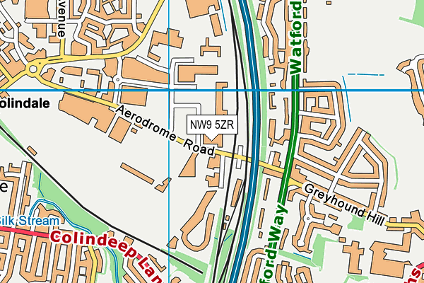 NW9 5ZR map - OS VectorMap District (Ordnance Survey)
