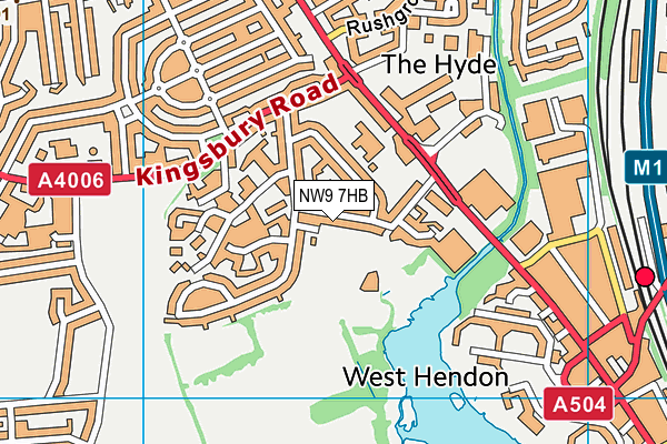 NW9 7HB map - OS VectorMap District (Ordnance Survey)