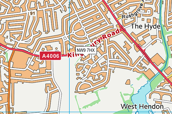 NW9 7HX map - OS VectorMap District (Ordnance Survey)
