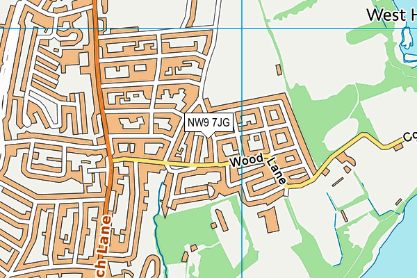 NW9 7JG map - OS VectorMap District (Ordnance Survey)